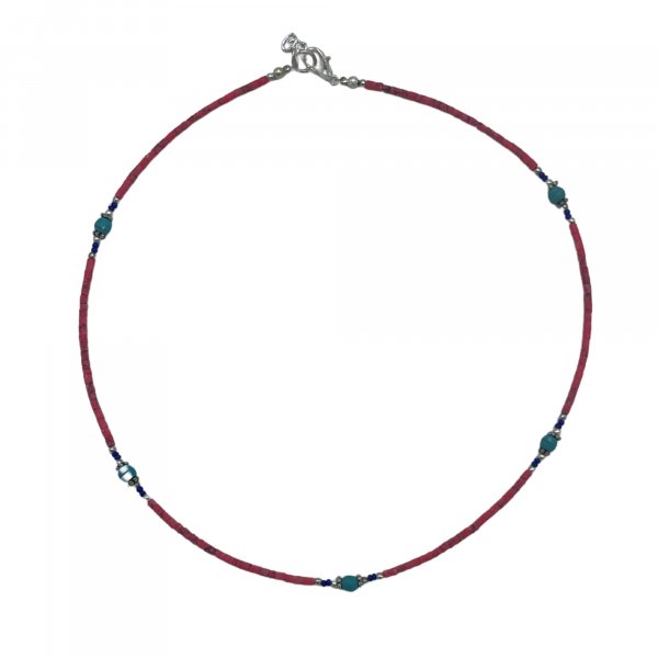 (image for) Nepalese Extra Fine Gem Necklace - Pink Coral & Turquoise Beads