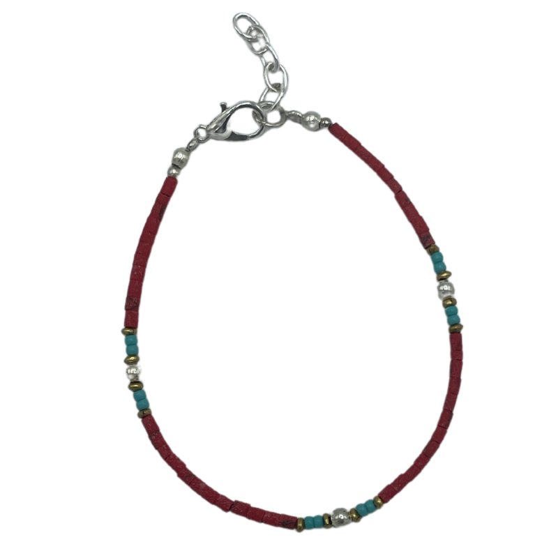(image for) Nepalese Extra Fine Gem Bracelet - Coral Tribal Bead