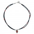 (image for) Nepalese Extra Fine Two Line Necklace - Black & Coral Pendant
