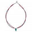 (image for) Nepalese Extra Fine Two Line Necklace - Pink & Turquoise Pendant