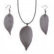 (image for) Necklace & Earring Set - Bravery Leaf - Pewter