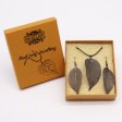(image for) Necklace & Earring Set - Bravery Leaf - Pewter