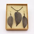 (image for) Necklace & Earring Set - Bravery Leaf - Pewter