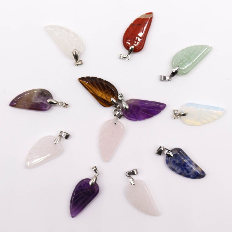 (image for) Gemstone Angel Wings Pendants (12 assorted) 28x15mm