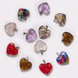 (image for) Steel Cased Pendant Hearts - 12 Assorted Gemstone Chips & Shells