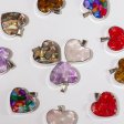 (image for) Steel Cased Pendant Hearts - 12 Assorted Gemstone Chips & Shells