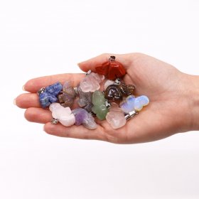 Steel Cased Pendant Hearts - 12 Assorted Gemstone Chips & Shells