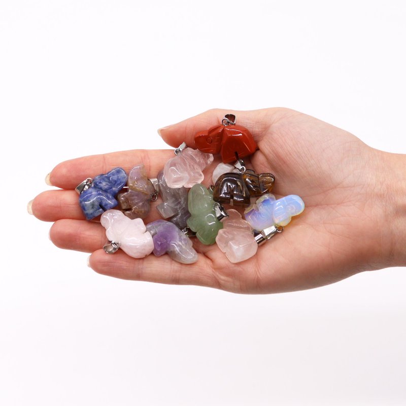 (image for) Steel Cased Pendant Hearts - 12 Assorted Gemstone Chips & Shells