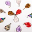(image for) Steel Cased Pendant Teardrops - 12 Assorted Gemstone Chips & Shells
