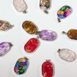 (image for) Steel Cased Pendant Ovals - 12 Assorted Gemstone Chips & Shells