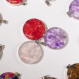 (image for) Steel Cased Pendant Round - 12 Assorted Gemstone Chips & Shells