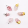 (image for) Gemstone Rose Quartz Gold & Silver Plated Pendants (6 assorted)