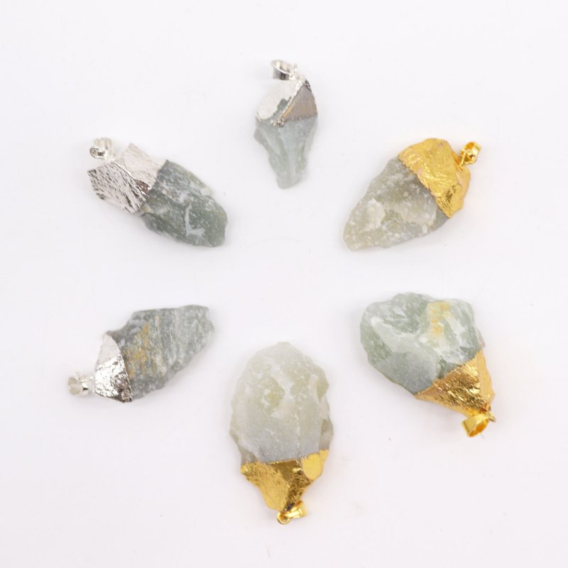 (image for) Gemstone Indian Jade Gold & Silver Plated Pendants (6 assorted)
