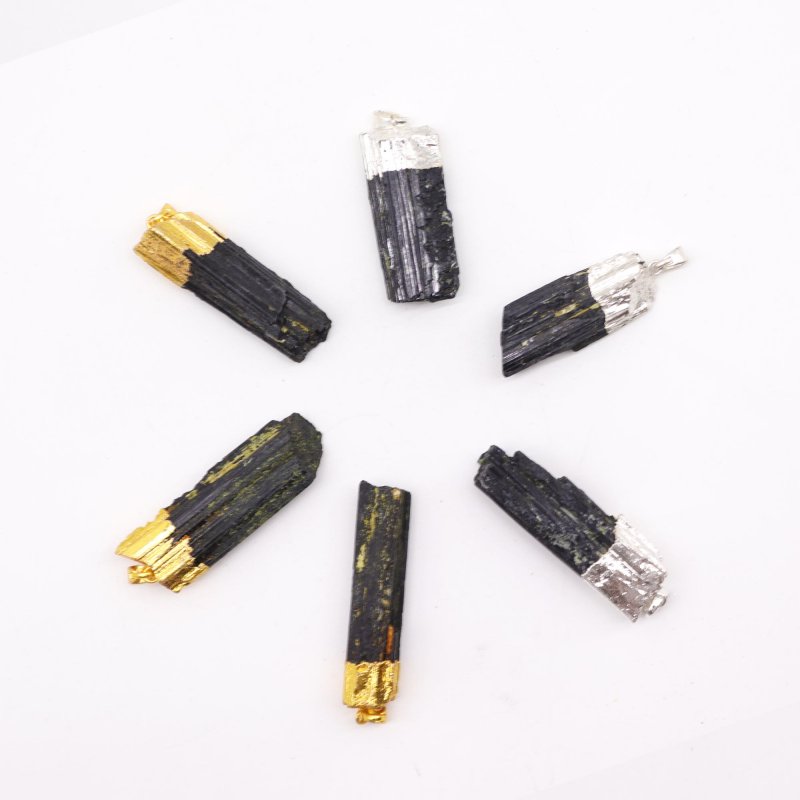 (image for) Gemstone Indian Tourmaline & Silver Plated Pendants (6 assorted)
