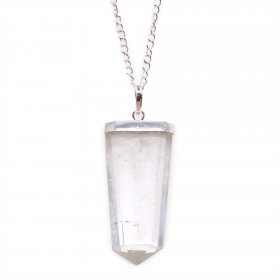Gemstone Flat Pencil Pendant - Rock Quartz