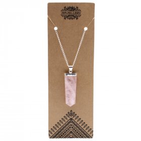 Gemstone Flat Pencil Pendant - Rose Quartz
