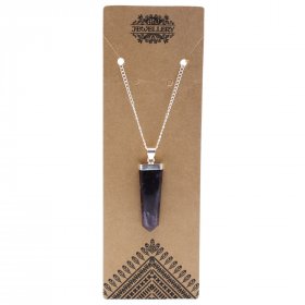 Gemstone Flat Pencil Pendant - Amethyst