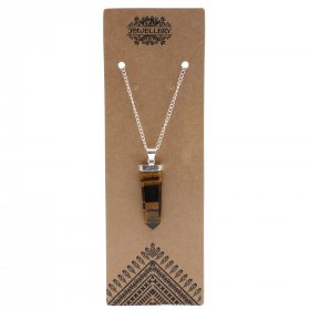 Gemstone Flat Pencil Pendant - Tiger Eye