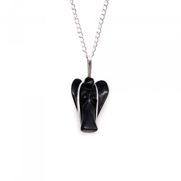 (image for) Gemstone Guardian Angel Pendant - Black Agate