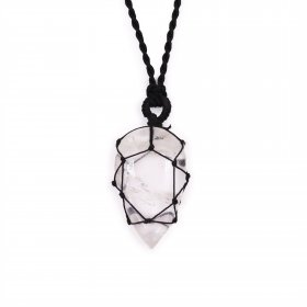 Laced Gemstone Teardrop Pendant - Rock Quartz