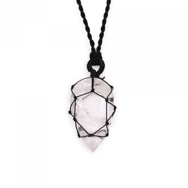 (image for) Laced Gemstone Teardrop Pendant - Rock Quartz
