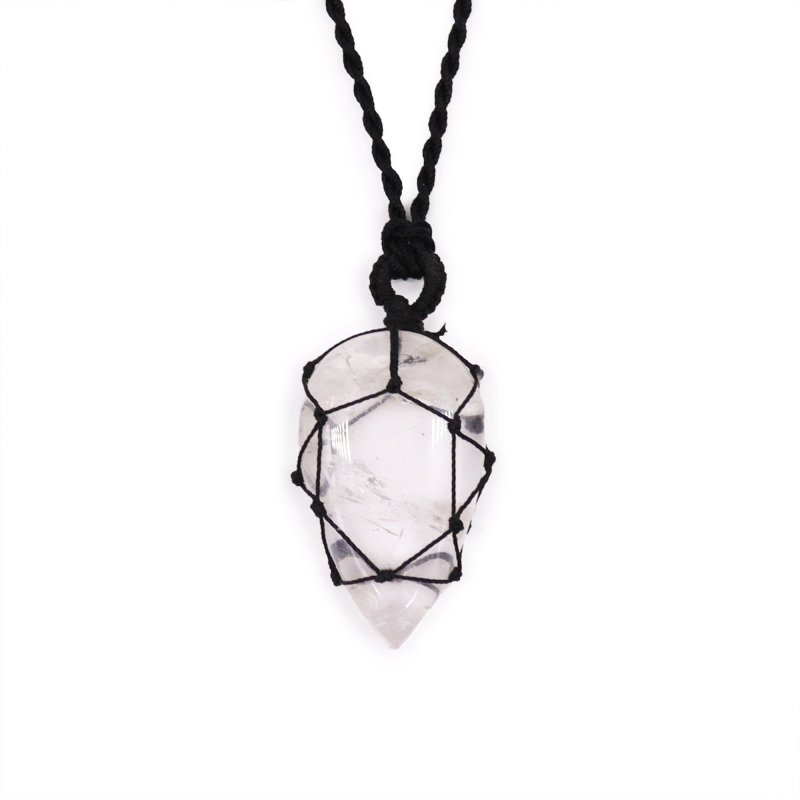 (image for) Laced Gemstone Teardrop Pendant - Rock Quartz