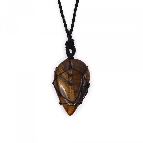 (image for) Laced Gemstone Teardrop Pendant - Tigereye