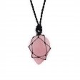 (image for) Laced Gemstone Teardrop Pendant - Rose Quartz