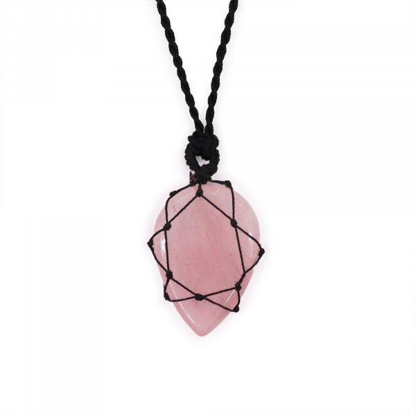 (image for) Laced Gemstone Teardrop Pendant - Rose Quartz