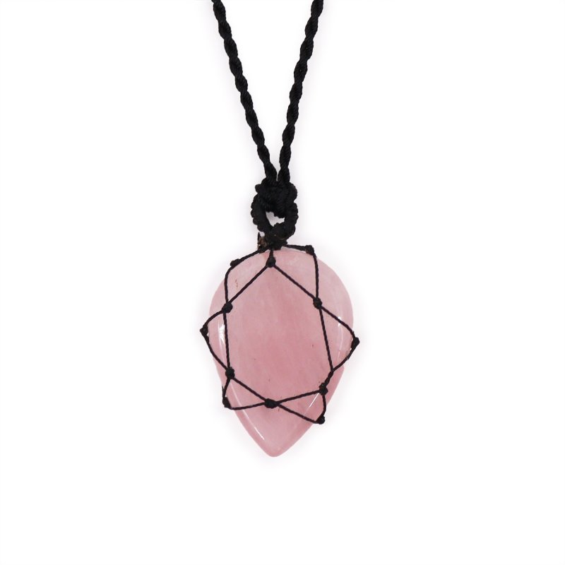 (image for) Laced Gemstone Teardrop Pendant - Rose Quartz