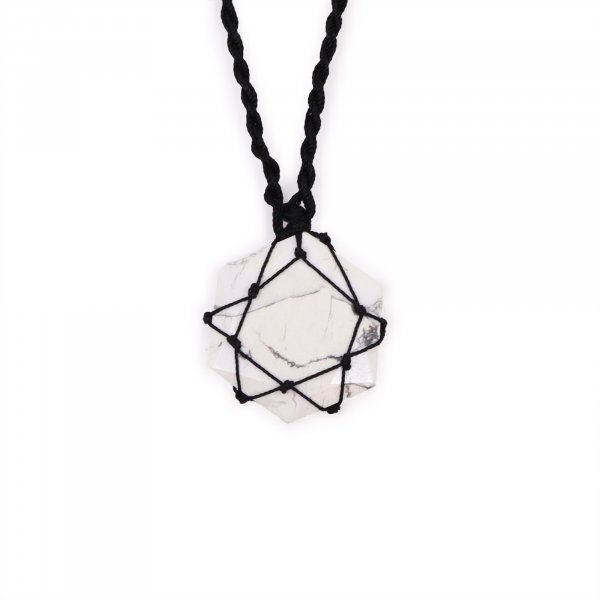 (image for) Laced Gemstone Hexagon Pendant - White Howlite