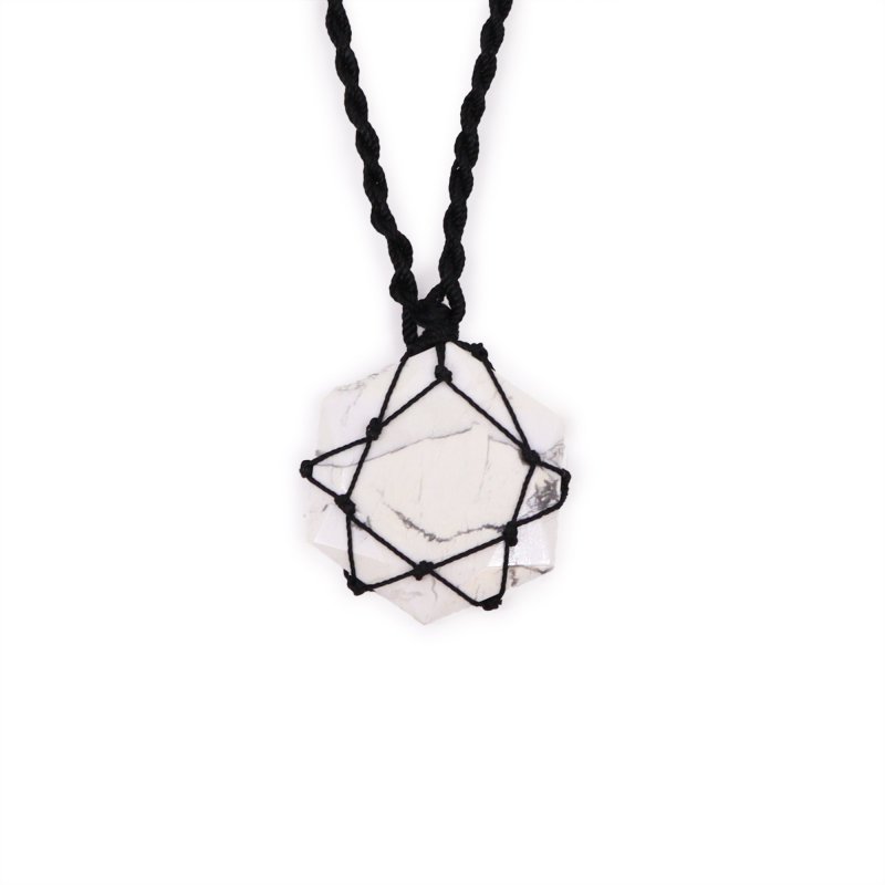 (image for) Laced Gemstone Hexagon Pendant - White Howlite