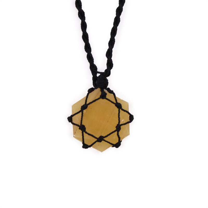 (image for) Laced Gemstone Hexagon Pendant - Yellow Quartz