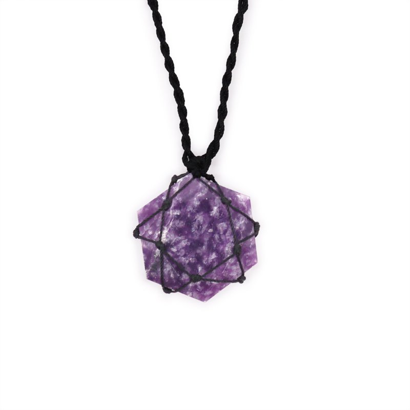 (image for) Laced Gemstone Hexagon Pendant - Lepidolite