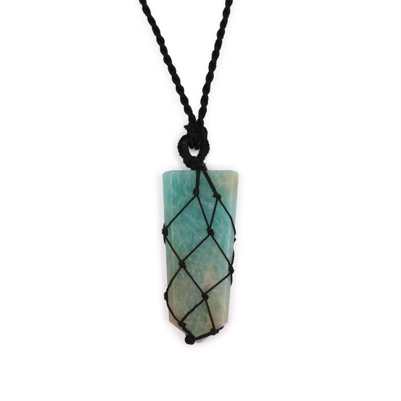 (image for) Laced Gemstone Flat Point Pendant - Amazonite