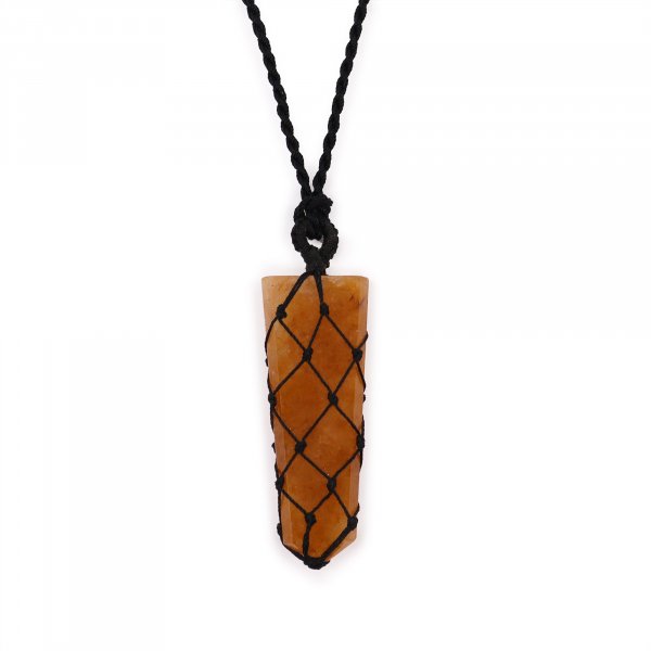 (image for) Laced Gemstone Flat Point Pendant - Golden Quartz