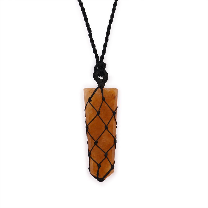 (image for) Laced Gemstone Flat Point Pendant - Golden Quartz
