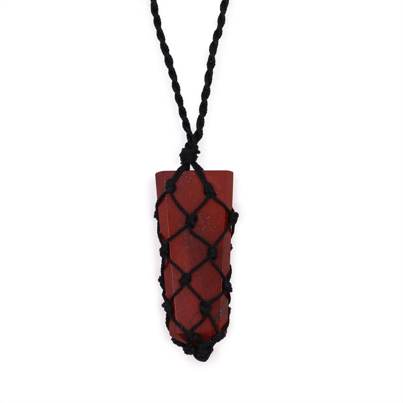 (image for) Laced Gemstone Flat Point Pendant - Red Jasper