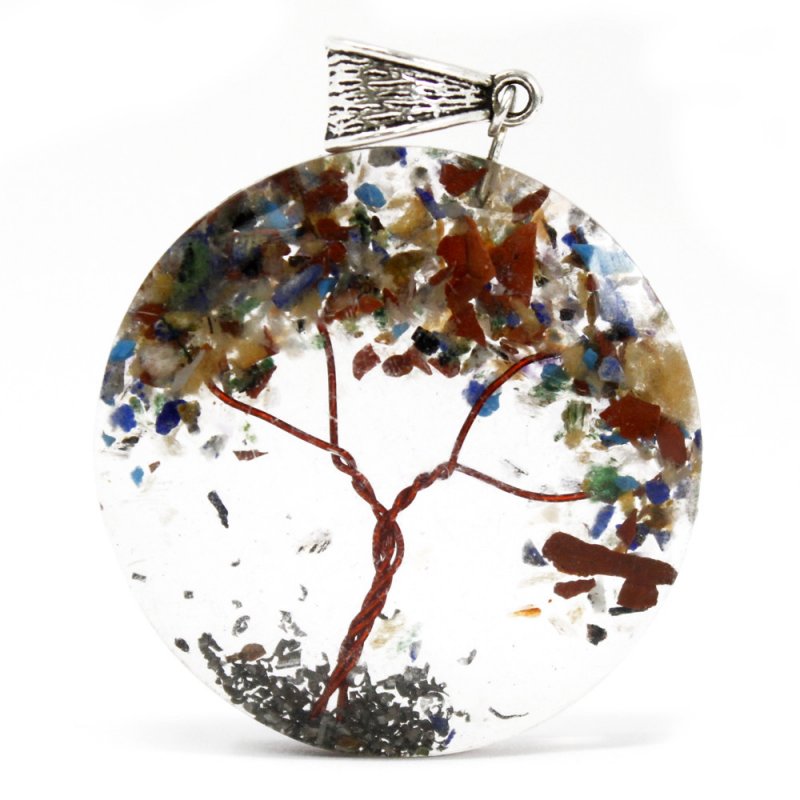 (image for) Orgonite Power Pendant - Round Amethyst Tree (mix)