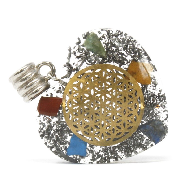 (image for) Orgonite Power Pendant - 7 Stone Chakra Heart