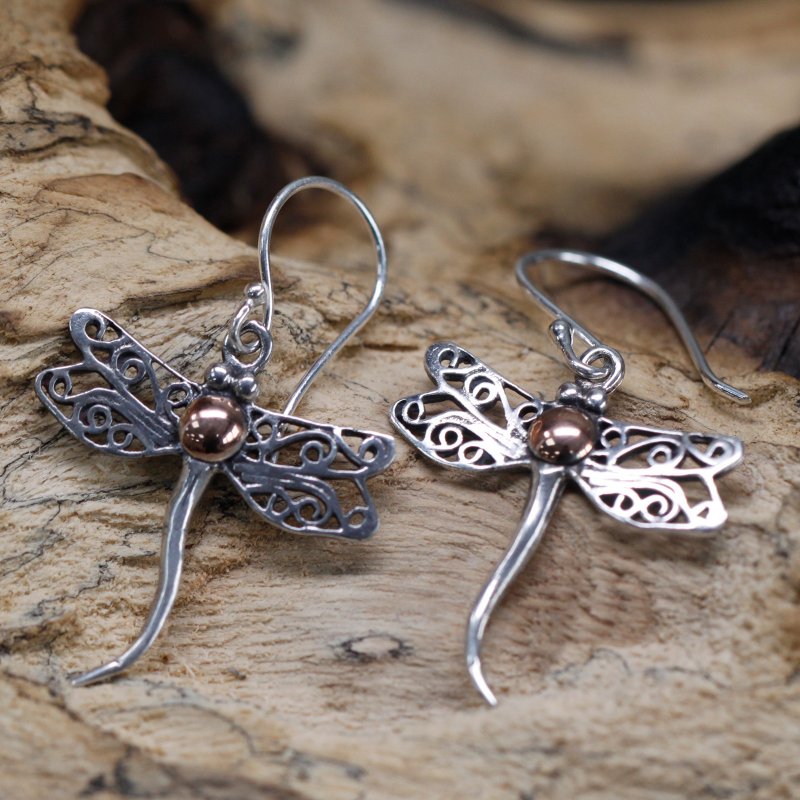 (image for) Silver & Gold Earring - Dragonflies