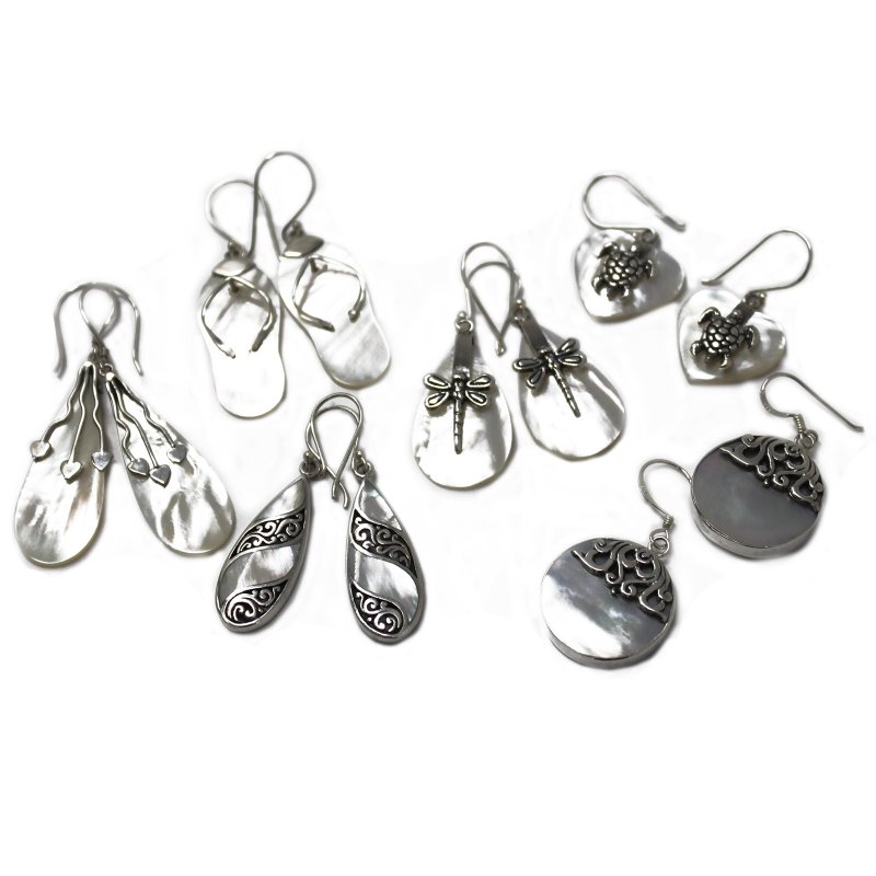 (image for) Shell & Silver Earrings - Classic Disc - MOP