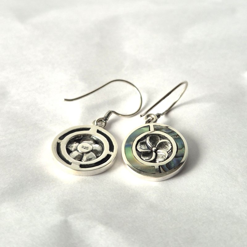 (image for) Shell & Silver Earrings - Frangipani - Abalone