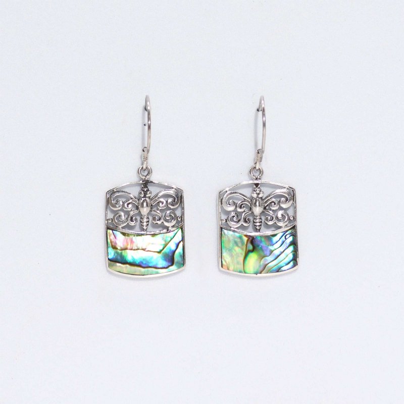 (image for) Shell & Silver Earrings - Dragonfly - Abalone