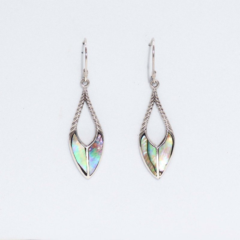 (image for) Shell & Silver Earrings - Spear Drops - Abalone
